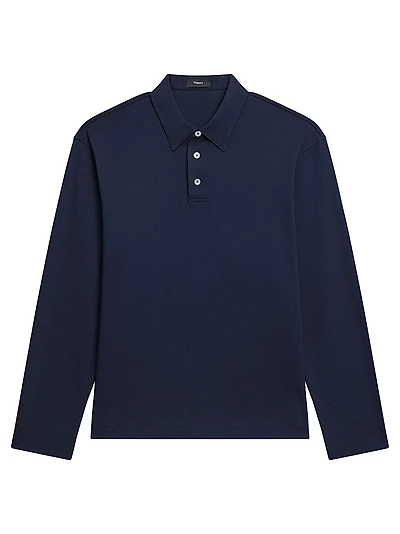 City Cotton Long-Sleeve Polo Shirt