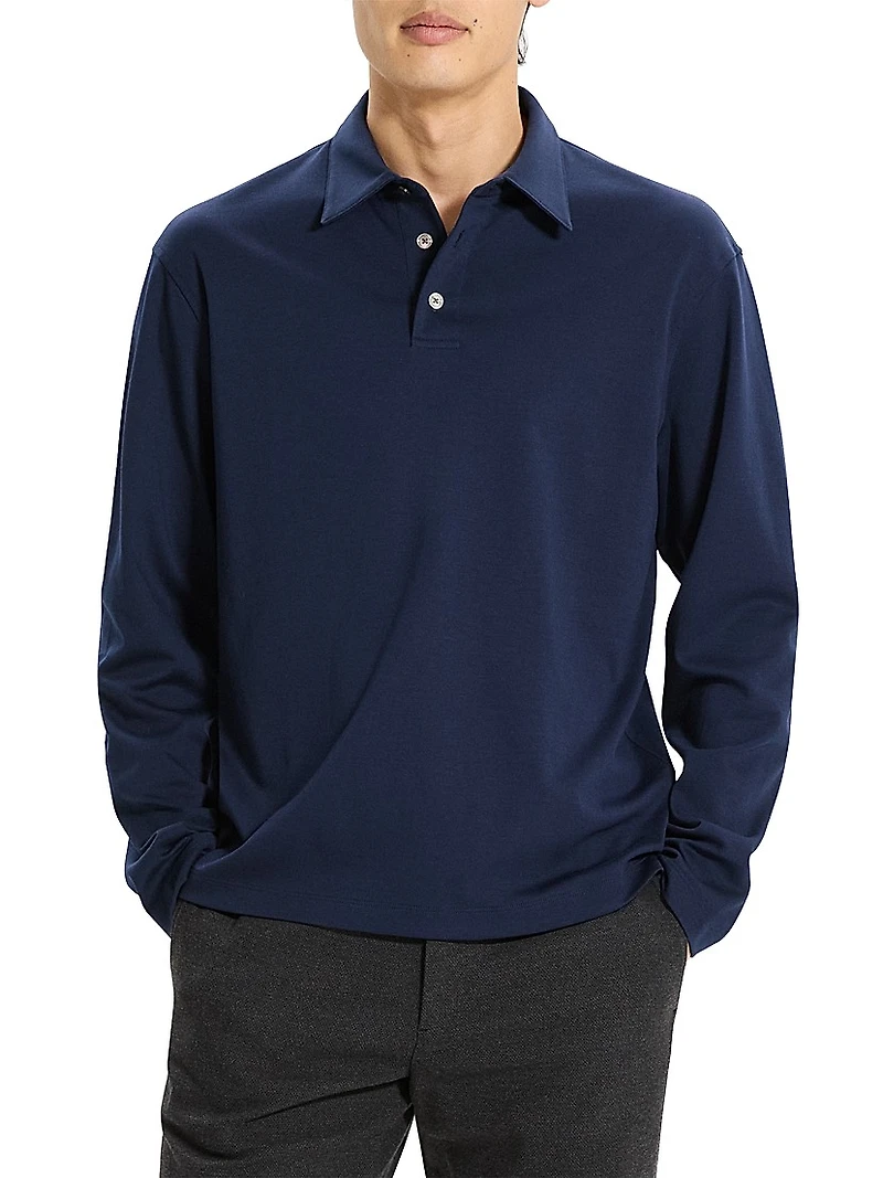 City Cotton Long-Sleeve Polo Shirt