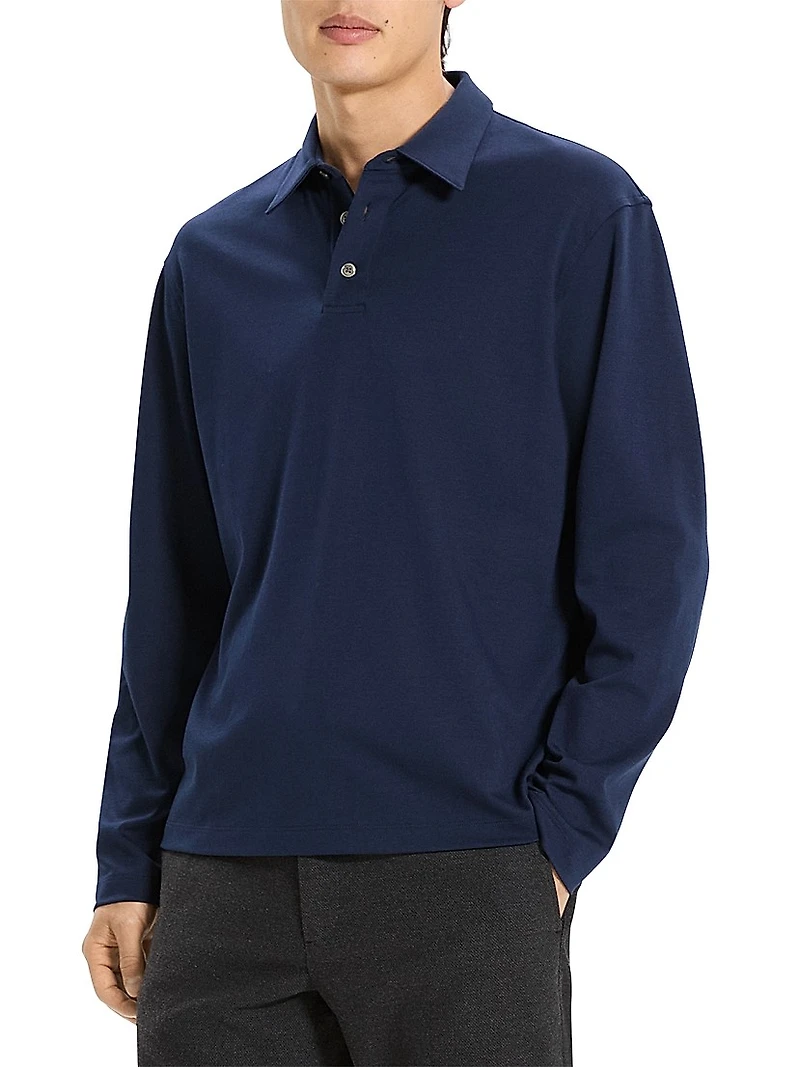 City Cotton Long-Sleeve Polo Shirt