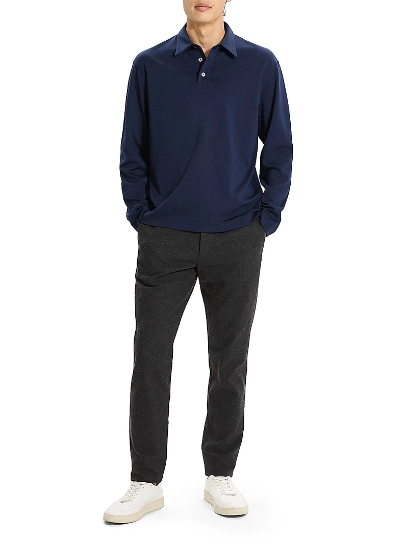 City Cotton Long-Sleeve Polo Shirt