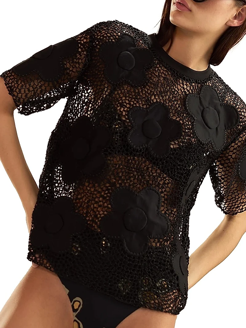 Ibiza Crochet-Knit Oversized T-Shirt