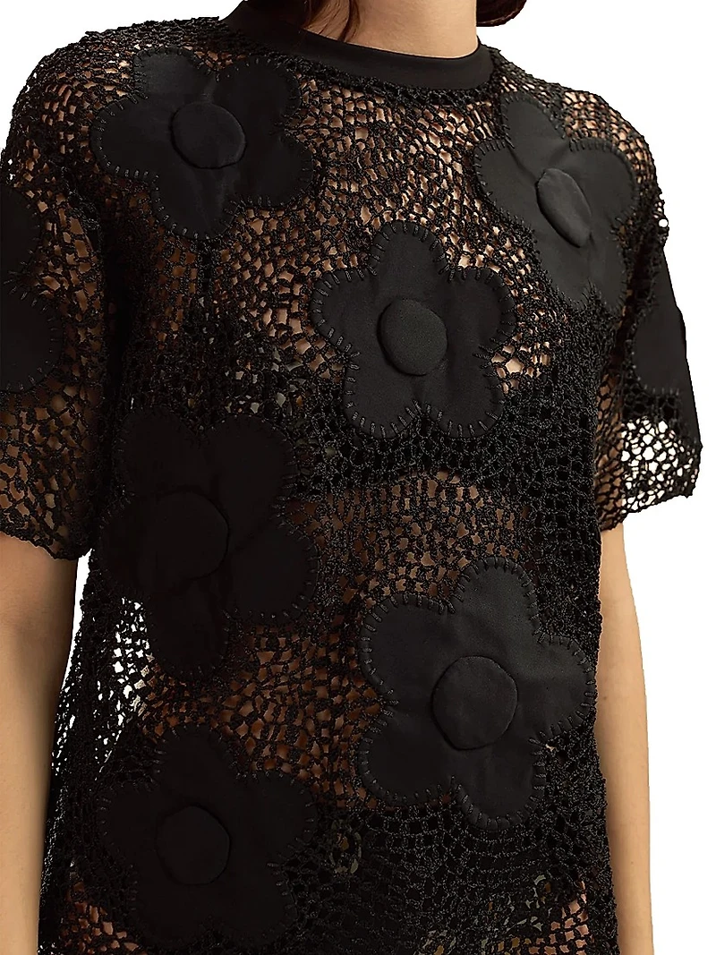 Ibiza Crochet-Knit Oversized T-Shirt