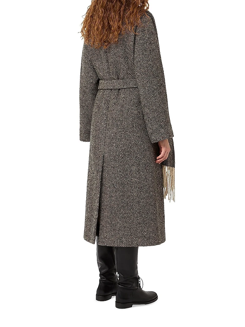 Wool Tweed Wrap Coat