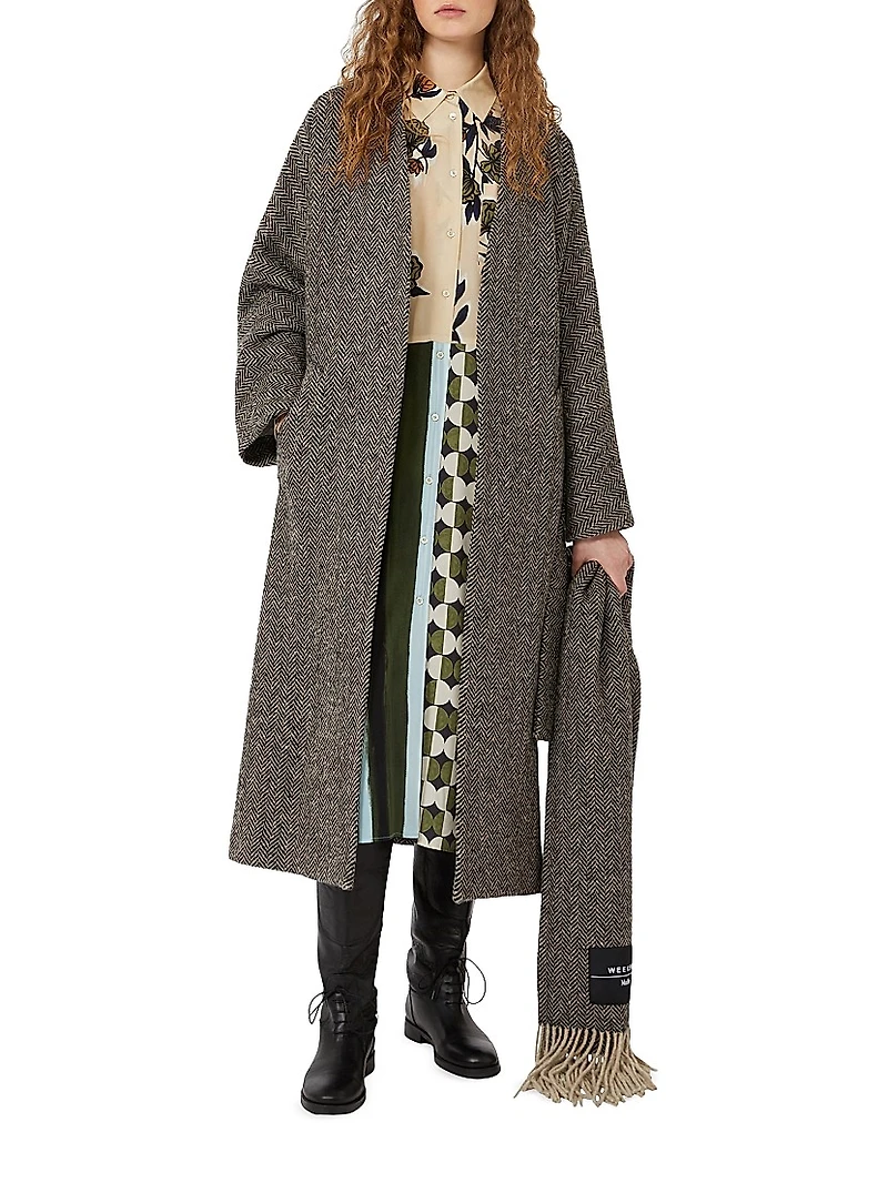 Wool Tweed Wrap Coat