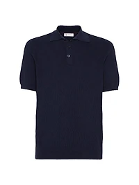 Cotton English Rib Polo Style Sweater
