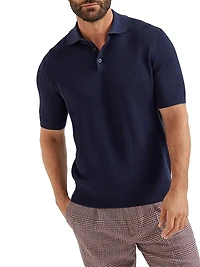 Cotton English Rib Polo Style Sweater
