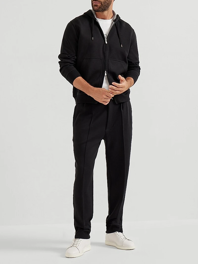 French Terry Double Cloth Trousers with Crête Detail