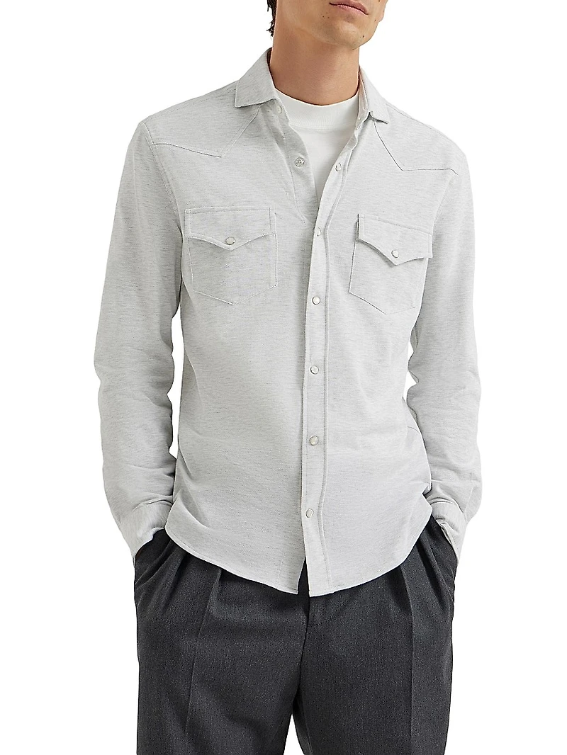 Cotton Piqué Western Shirt