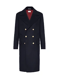 Wool Double Cloth One and a Half Breasted Coat