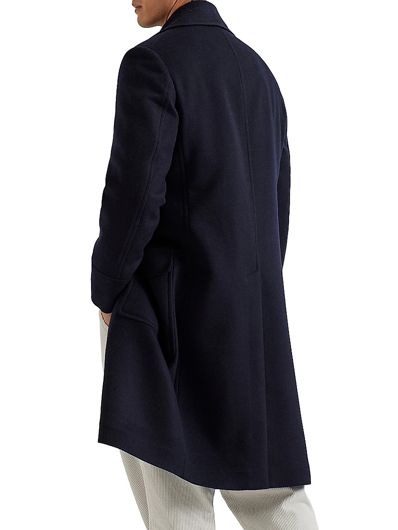 Wool Double Cloth One and a Half Breasted Coat