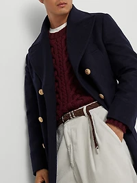 Wool Double Cloth One and a Half Breasted Coat