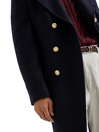 Wool Double Cloth One and a Half Breasted Coat