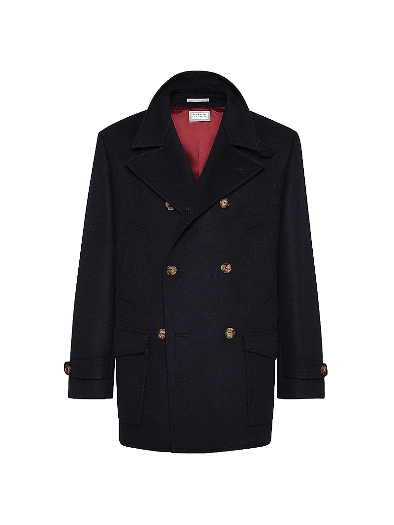 Wool Flannel Double Cloth Four Pocket Pea Coat