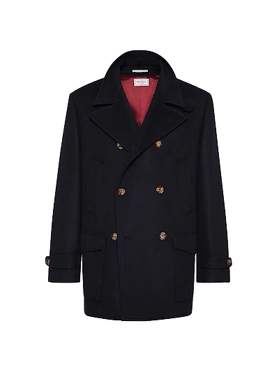 Wool Flannel Double Cloth Four Pocket Pea Coat
