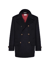 Wool Flannel Double Cloth Four Pocket Pea Coat
