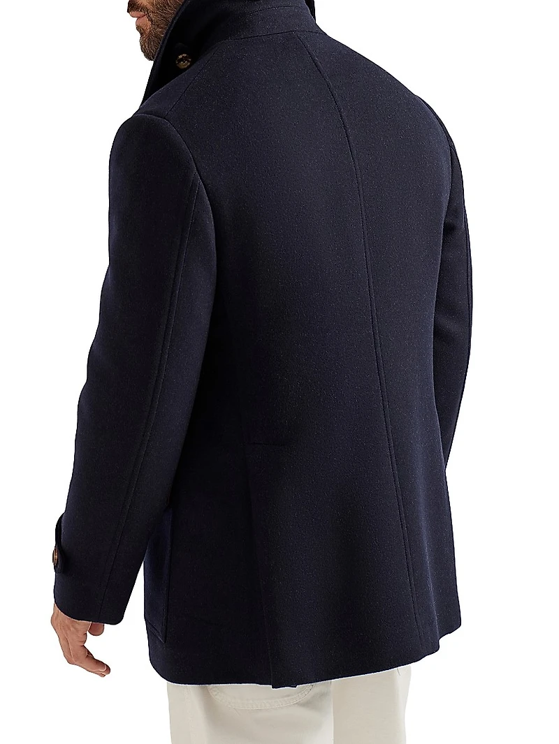 Wool Flannel Double Cloth Four Pocket Pea Coat