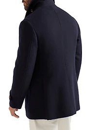 Wool Flannel Double Cloth Four Pocket Pea Coat