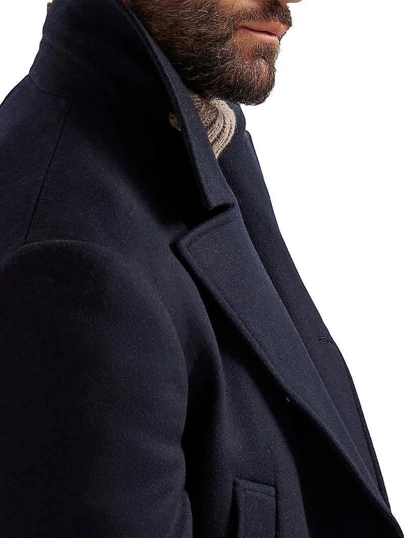 Wool Flannel Double Cloth Four Pocket Pea Coat