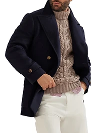 Wool Flannel Double Cloth Four Pocket Pea Coat