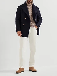 Wool Flannel Double Cloth Four Pocket Pea Coat