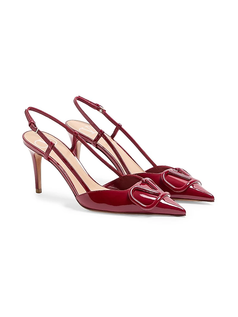 VLogo Signature Patent Leather 80MM Slingback Pumps
