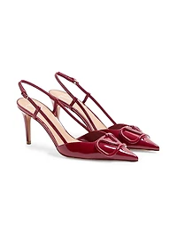 VLogo Signature Patent Leather 80MM Slingback Pumps