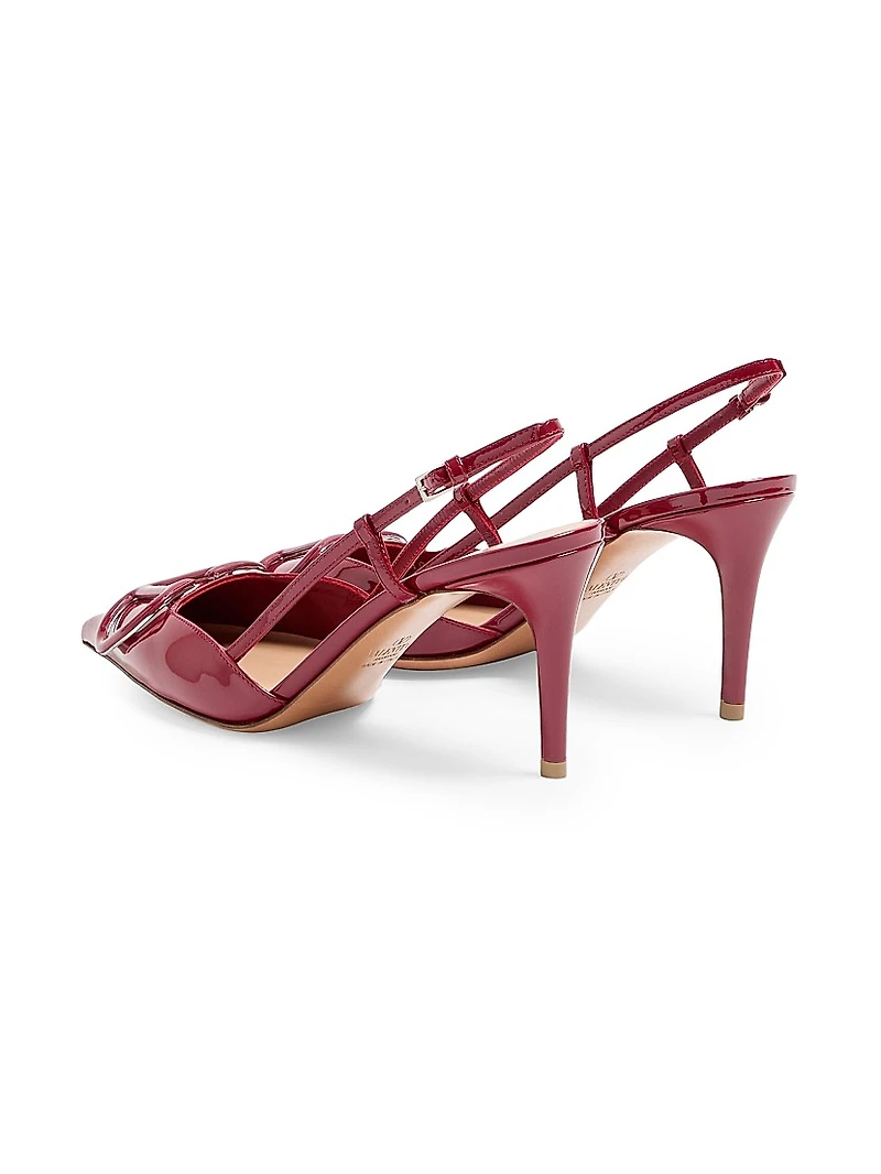 VLogo Signature Patent Leather 80MM Slingback Pumps