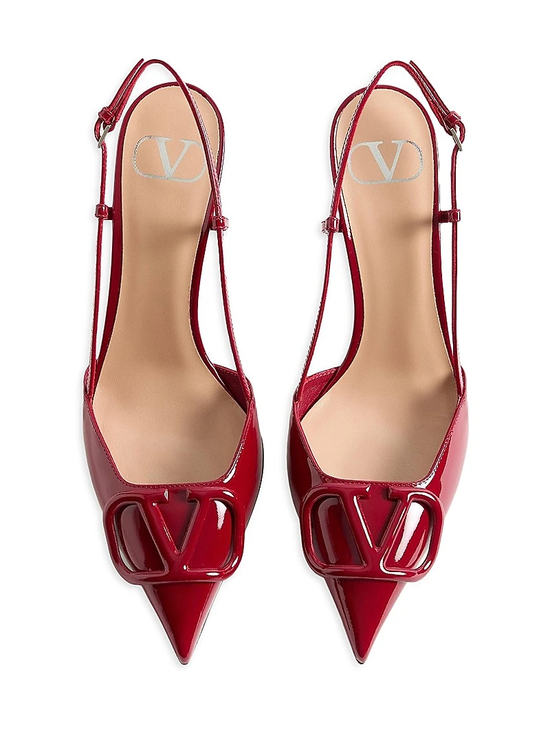 VLogo Signature Patent Leather 80MM Slingback Pumps