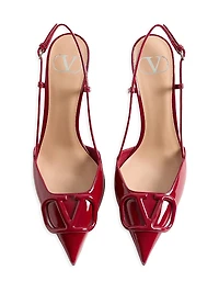 VLogo Signature Patent Leather 80MM Slingback Pumps