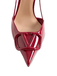 VLogo Signature Patent Leather 80MM Slingback Pumps