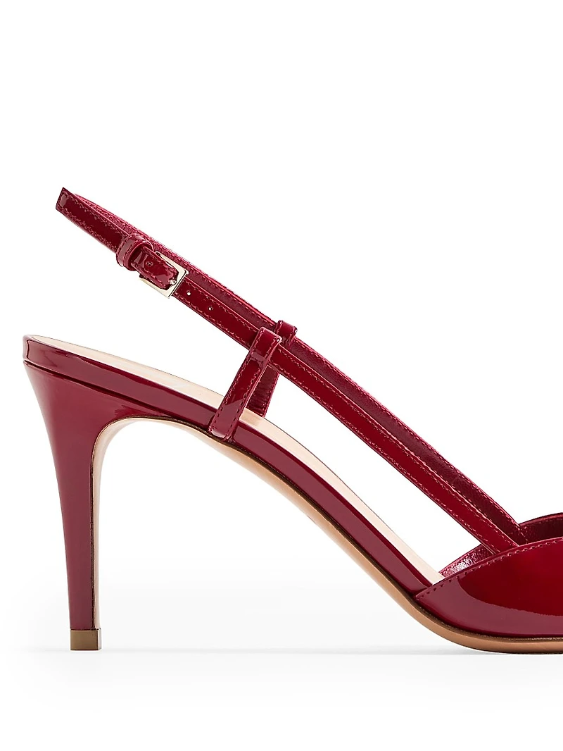 VLogo Signature Patent Leather 80MM Slingback Pumps