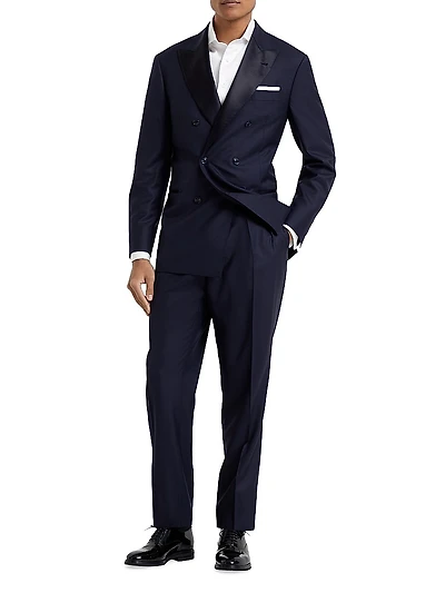 Tuxedo with One and a Half Breasted Jacket Double Pleated Trousers