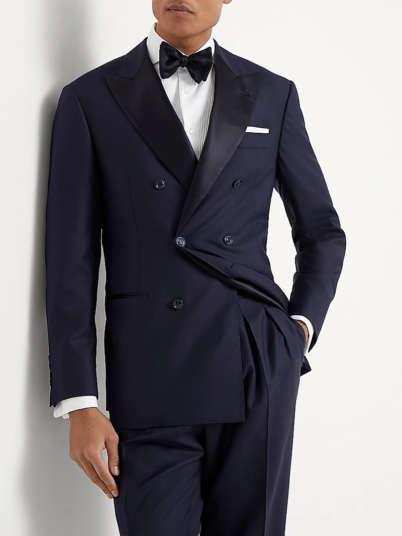 Tuxedo with One and a Half Breasted Jacket Double Pleated Trousers