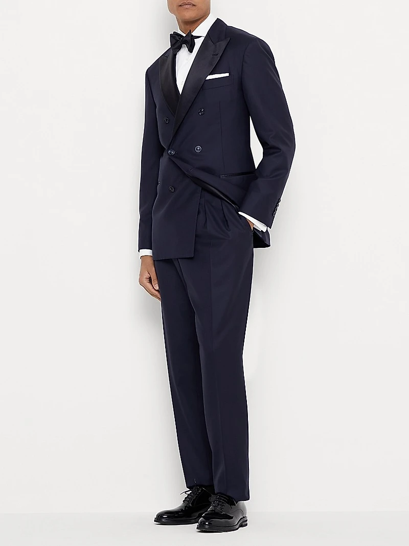 Tuxedo with One and a Half Breasted Jacket Double Pleated Trousers