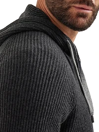 Cashmere English Rib Knit Hooded Sweatshirt