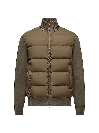 Down-Filled Cardigan in Wool