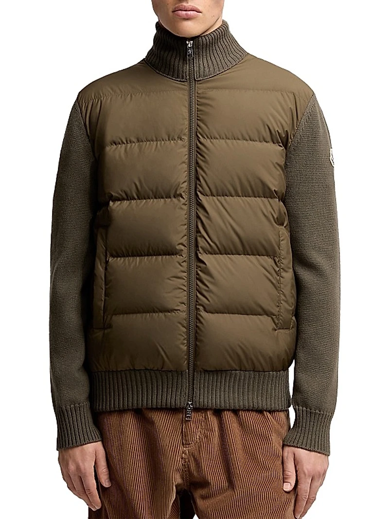 Down-Filled Cardigan in Wool
