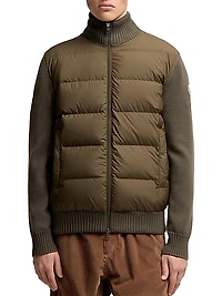 Down-Filled Cardigan in Wool