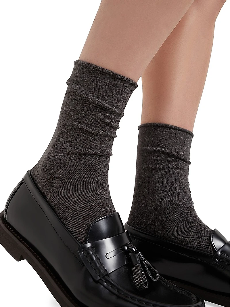 Cashmere and Silk Sparkling Knit Socks