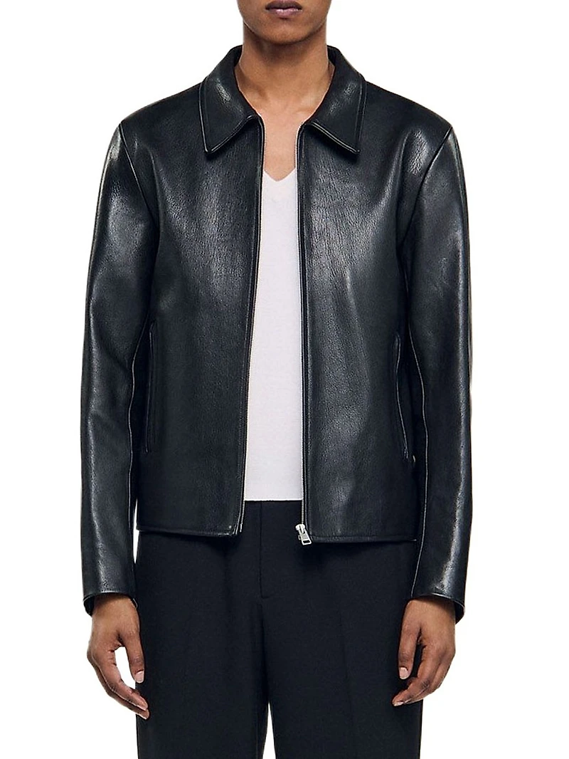 Zip-Up Leather Jacket