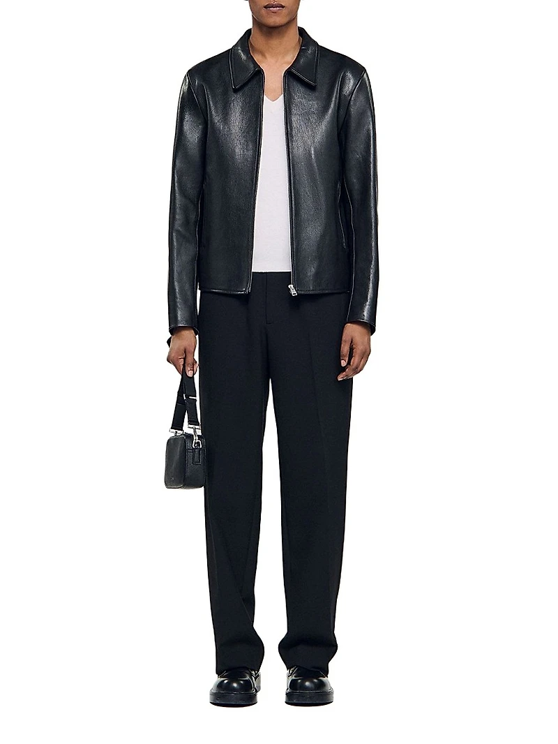 Zip-Up Leather Jacket