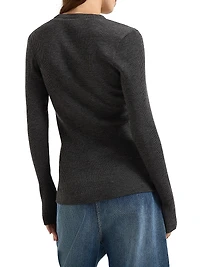 Ribbed Wool Jersey Top with Shiny Trim