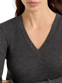 Ribbed Wool Jersey Top with Shiny Trim