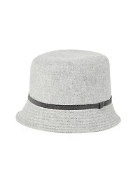 Virgin Wool and Cashmere Flannel Bucket Hat with Shiny Band