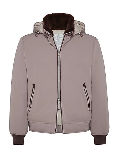 Stretch Bonded Nylon Down Jacket with Detachable Hood