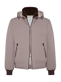 Stretch Bonded Nylon Down Jacket with Detachable Hood