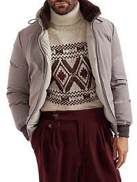 Stretch Bonded Nylon Down Jacket with Detachable Hood