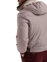 Stretch Bonded Nylon Down Jacket with Detachable Hood