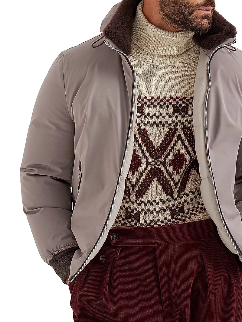 Stretch Bonded Nylon Down Jacket with Detachable Hood