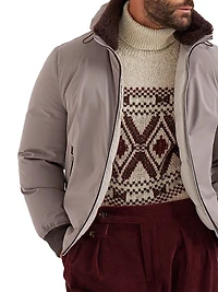 Stretch Bonded Nylon Down Jacket with Detachable Hood